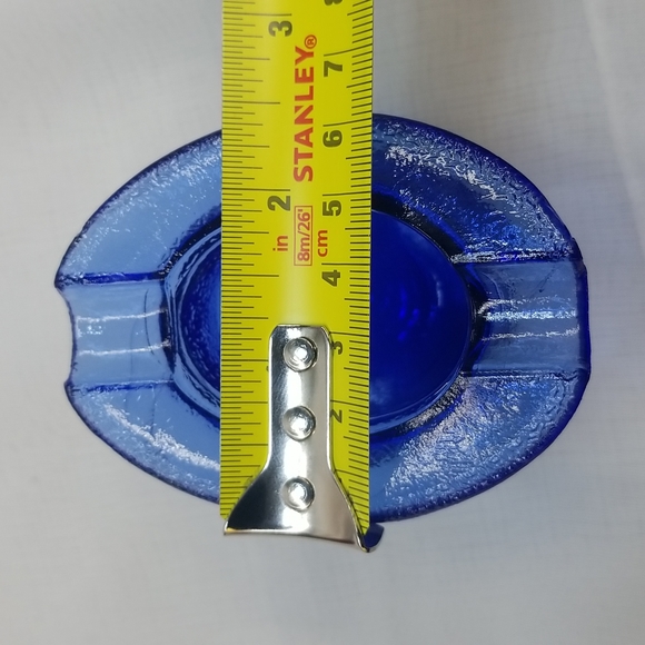 Vintage Blue Glass Tophat Ashtray - Picture 7 of 12